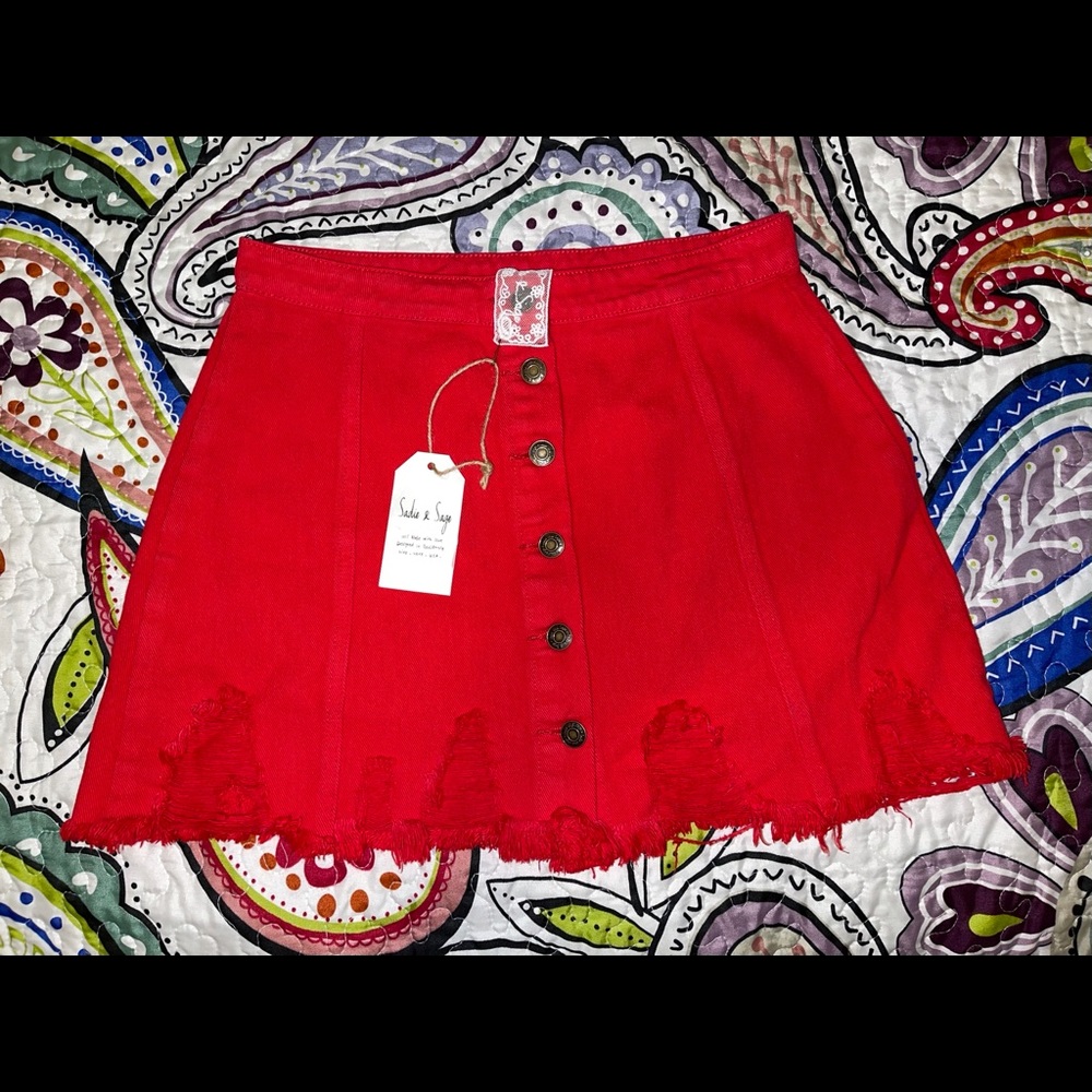 Sadie&Sage Red Mini Skirt